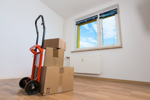 Furniture move by van service in a residential area