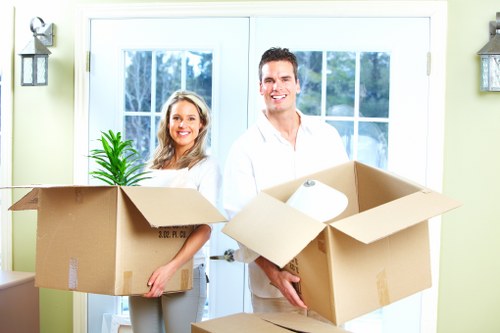 Careful loading of household furniture and boxes for a nearby home removal